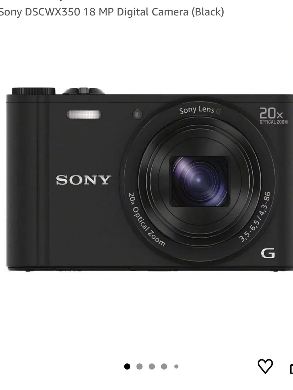 Sony DSC WX350 Cyber shot Black Compact Digital Camera with 20x Optical G Lens